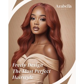 Arabella 5x6 Glueless Wigs Auburn Human Hair Pre Plucked Pre Cut 230% Density 33# Reddish Brown Wear and Go Glueless Wig Body Wave Human Hair for Black Women Bleached Knots(20 inch)
