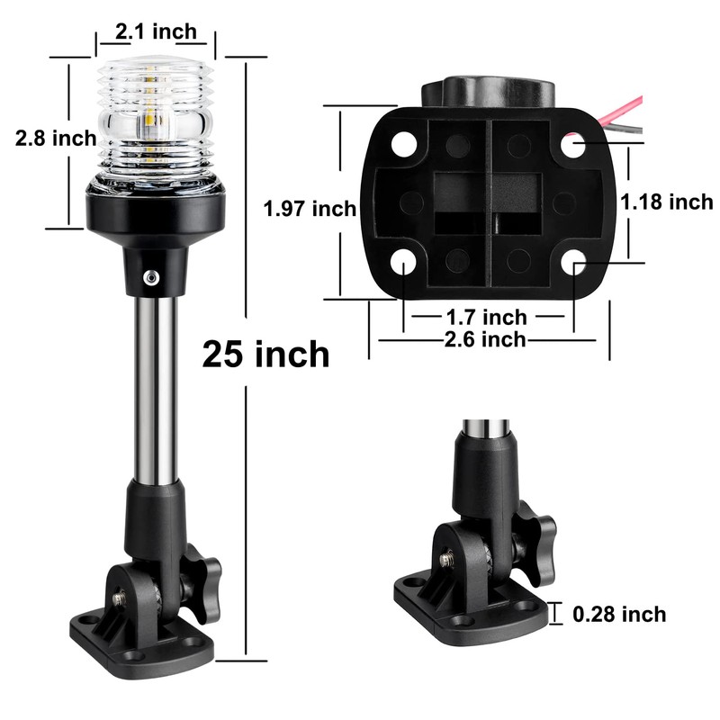TUNORD Boat Anchor Light 3-NM LED Fold Down Boat Stern