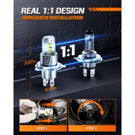 SEALIGHT H4 Fog Light Bulb, 1:1 Real Size, 36,000LM 9003/HB2 Fog Light Bulbs, 6500K Cool White with Fan, Pack of 2