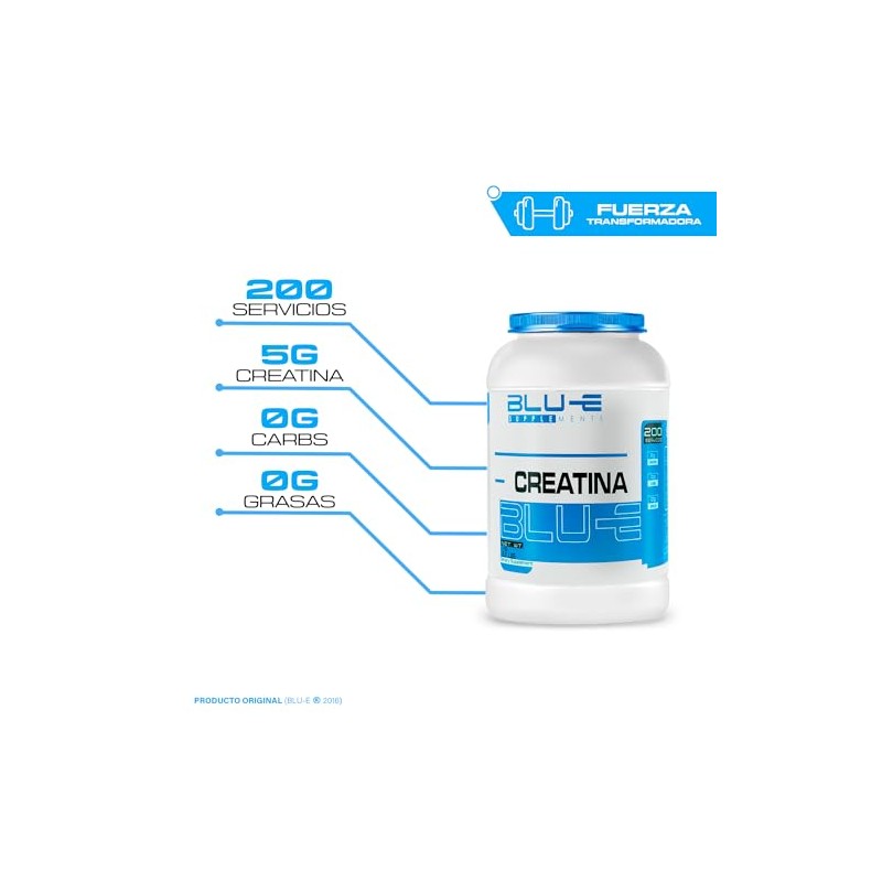 Blu-e Creatina Monohidratada 1k 200 Servicios Sabor Natural