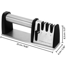 Belle Vous 4-in-1 Profi Messerschärfer - Manuelle Messerschärfer mit 4 Stufen - Wolfram, Keramik, Hartmetall & Diamant Messerschärfer für Scheren & Messer mit Gerader Klinge - Schleifen & Polieren