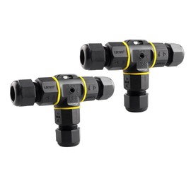 Aiqeer 2 Pieces 3-Way Outdoor Waterproof Cable Connector, IP68 Waterproof Outdoor Cable Connector Junction Box, Suitable for 5~9 mm Diameter Cables (Screw Type)