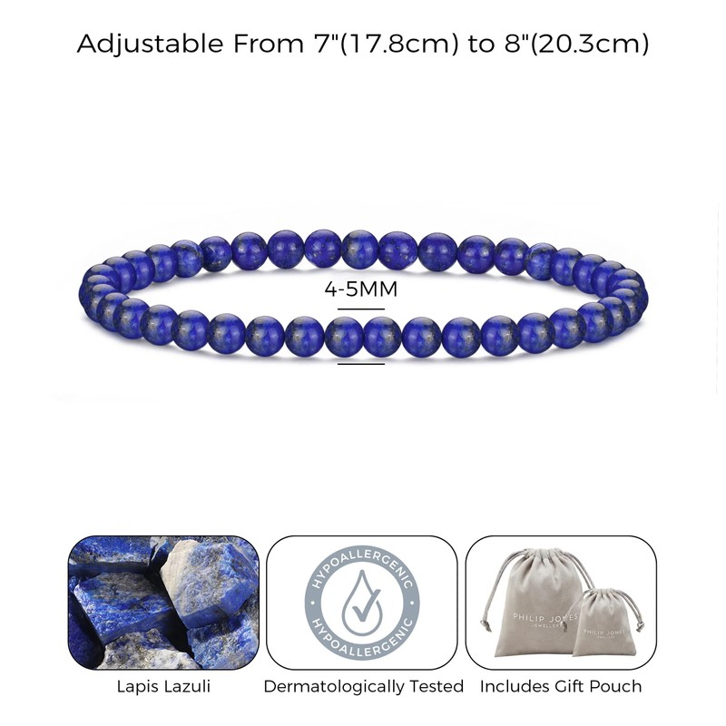 Philip Jones Lapis Mini Beaded Gemstone Stretch Bracelet