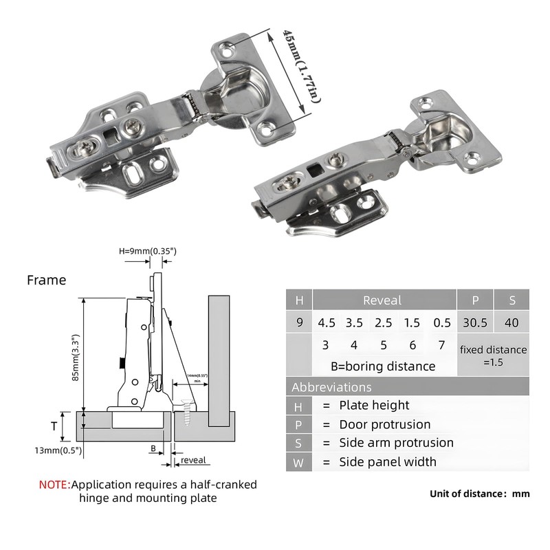 4 Pieces Face Frame Inset Cabinet Hinge, Clip On Plate,