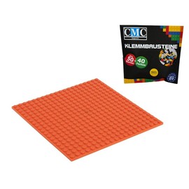 CMC imports Building Plate 20 x 20 Knobs Clamping Blocks Building Blocks Base Plate City Basepalt Modular - Building on Both Sides 34 Different Colours (Orange/501)