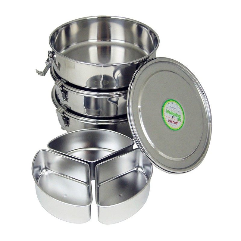 Kitchen Art Multi 3-tier round sealed stainless steel box (20cm