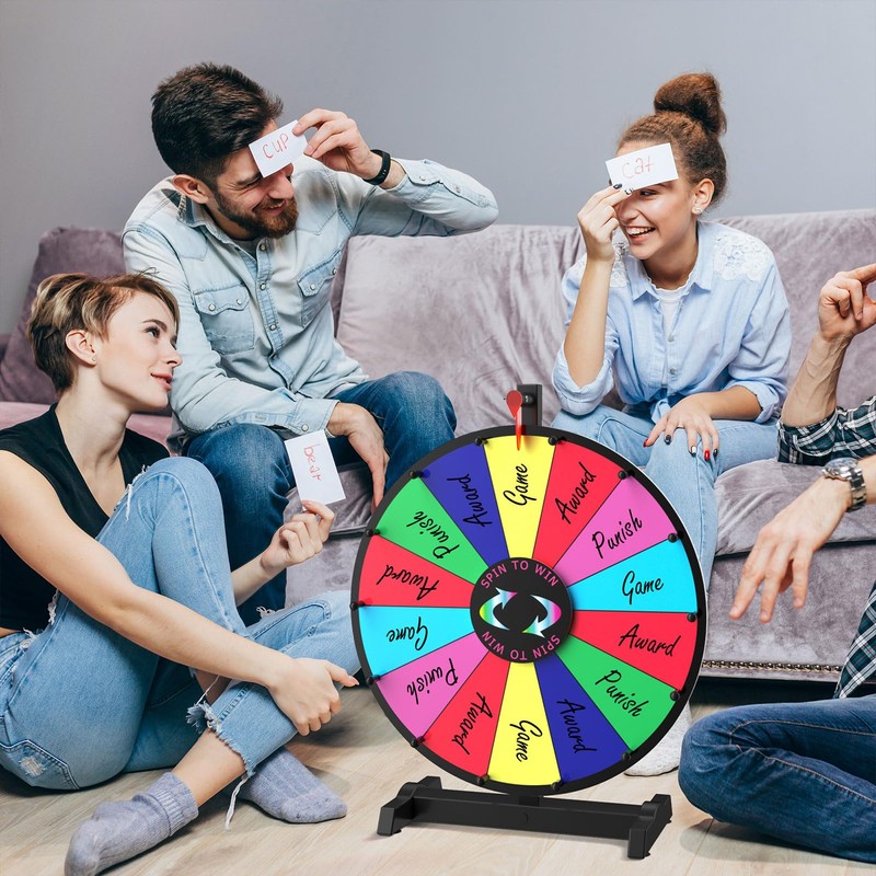 Facilife 18 Inch Prize Wheel Spinner with Stand, 14 Slots