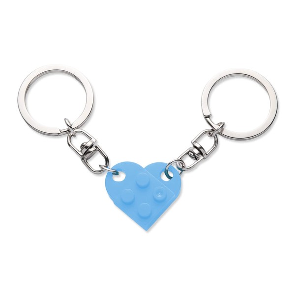 KINBOM Heart Keychain Set, 2pcs Matching Heart Keychain Couple Keychains Small Heart Decorations for Party, Valentines Gift for Girlfriend Boyfriend (Light Blue)