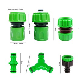 Garden Hose Coupling, 3/4 Inch Coupling, Hose Connection Set with Hose Connector 3/4 Inch, Two Way Coupling, Y Distribution, 2-in-1 Tap Connection for Garden Hose, Quick Connection, Pack of 9