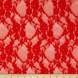 Giselle Stretch Floral Lace Red Fabric By The Yard