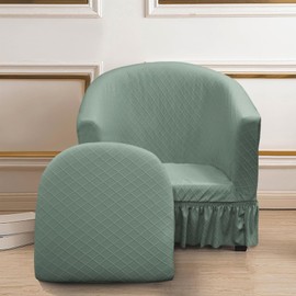 FUANGUI 2 Piece Club Chair Slipcover Stretch Barrel Chair Covers Armchair Slipcovers Soft Removable Washable Chair Covers, Living Room Chair Couch Covers Protectors