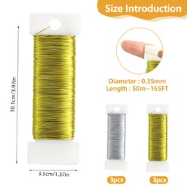 0.35 mm x 300 m Craft Wire Thin, 6 Rolls Wire Gold Wire for Crafts, Jewellery Wire, Florist Wire for DIY Crafts, Jewellery Making, Crafts