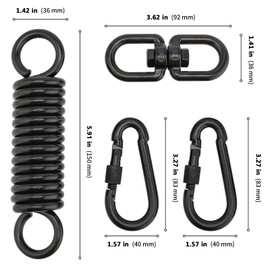 ZEONHEI Set of 4 Swing Spring Steel Spring with 2 Snap Hooks and 1 x 360° Swivel Hook, Swing Spring for Hanging Chair, Hammock, Hanging Lounger, Load Capacity up to 220 kg