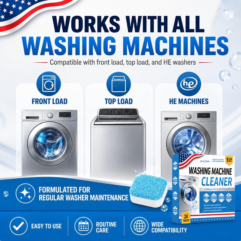 Dorwrnln Bio-Enzyme Washing Machine Cleaner Tablets 24 Pack, 5X Power