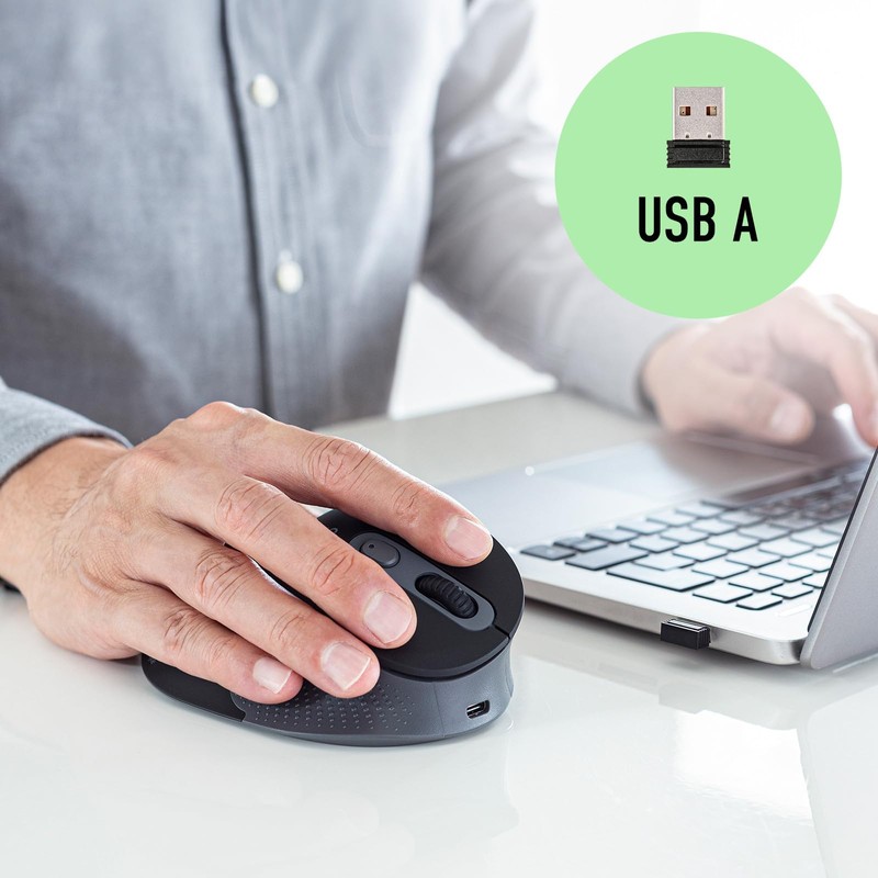 Sanwa Supply MA-EWBS528LBK Quiet Wireless Ergonomic Mouse (2.4 GHz Wireless,