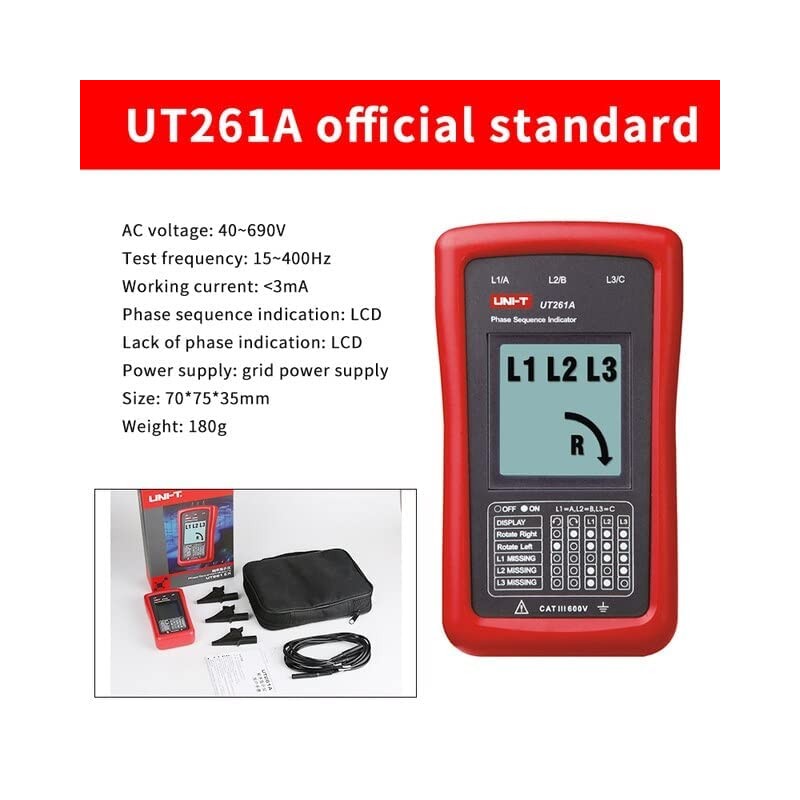 UNI-T UT261A Phase Sequence Tester Paint Phase Meter Motor Rotation