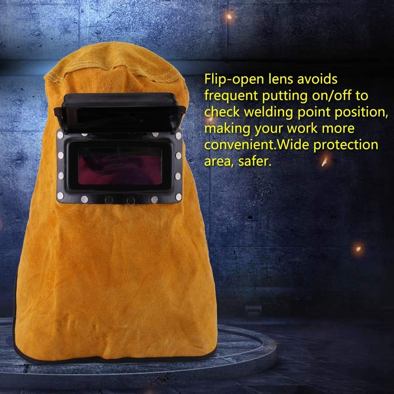 Welding Helmet Mask with Auto Darkening Filter Lens, Leather Mask
