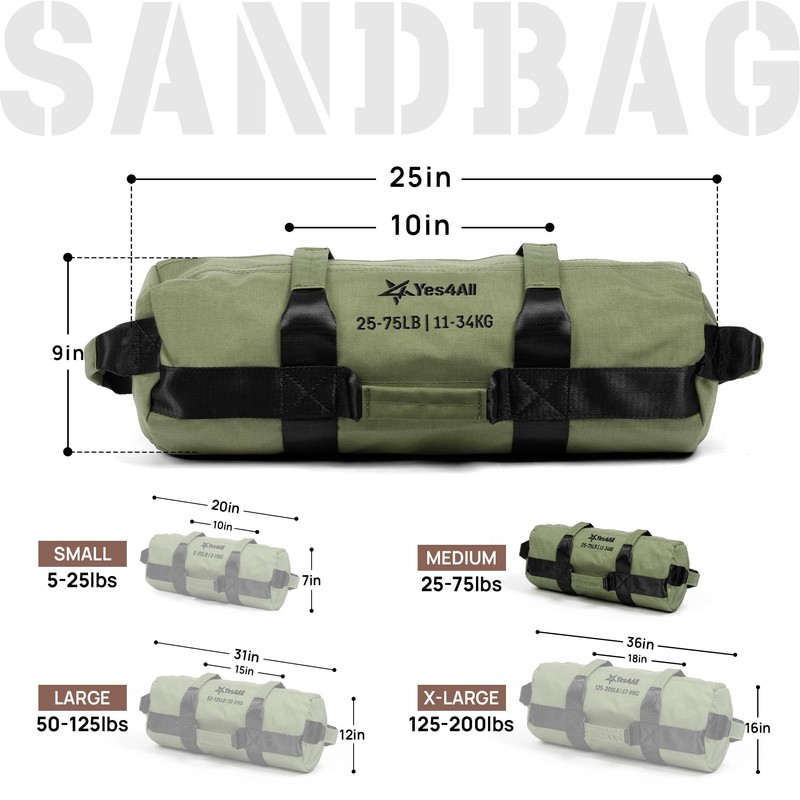 Yes4All Sandbags for Working Out, Unfilled Adjustable Sand Bags for