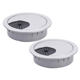 2Pcs 2-1/8 Inch Desk Cable Grommet, ABS Plastic Cord Hole Cover for Office Computer Desk, Wire Organizer, Silver