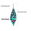 CALORVIA Bohemian Large Long Tassel Beaded Dangle Earrings Leopard Handmade