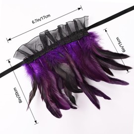 THARAHT Natural Feather Gloves Mesh Cuffs Women’s Wrist Accessories Swan Wings Wrist Bands Cosplay Costume Natural color