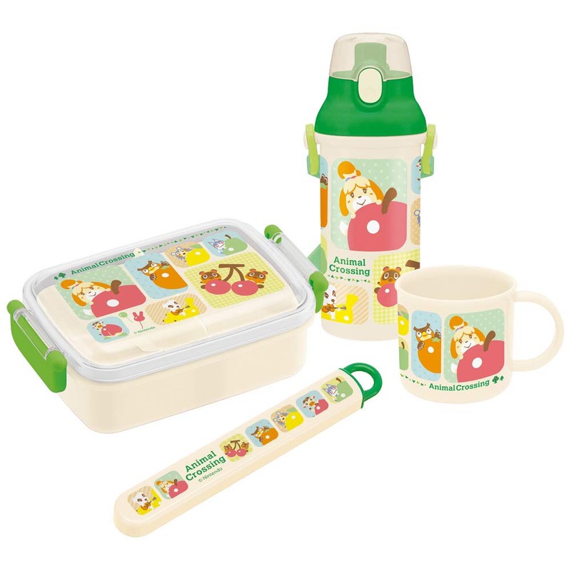 Skater ABS2AMAG-A Children's Antibacterial Slide Chopsticks Case Set, Animal Crossing,