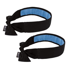 Ergodyne Chill Its 6700CT Cooling Bandana, Lined with Evaporative PVA Material for Fast Cooling Relief, Tie for Adjustable Fit, 2-Pack Black