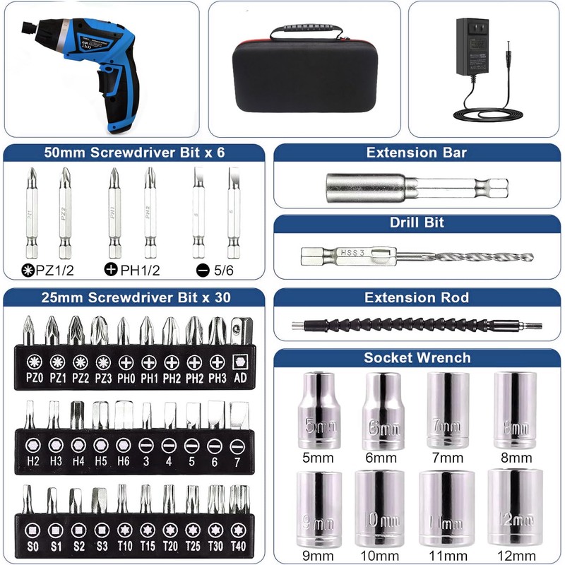 MXMZHXU Cordless Screwdriver, 8V Max 10Nm Electric Power Screwdriver with