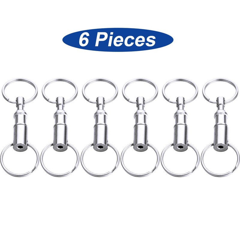 6 pieces key rings with quick release, removable key rings