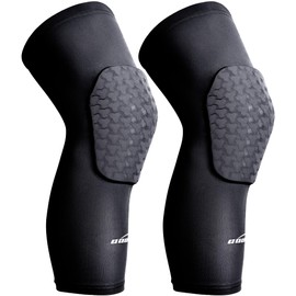 COOLOMG Pair Kids Adult Crashproof Basketball Knee Pads Long Sleeves Leg Support Compression Protective Gears Black L