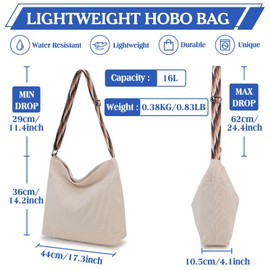 Women Hobo Bags Large Corduroy Shoulder Tote Top Zip Crossbody Purse with Adjustable Strap for School Travel,VX VONXURY