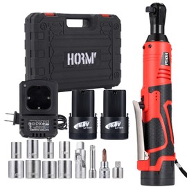 HORMY 3/8" 16.8V Electric Ratchet,Cordless Ratchet Tool Kit,40 Ft-lbs,280 RPM,Equipped with 2 Batteries and 1 Charger,Electric Wrench with Toolbo
