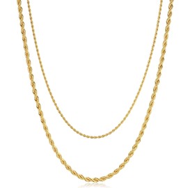 Cocamiky Gold Necklaces for Women Trendy,Dainty 14k Real Gold Plated Rope Layered Chain Necklaces Set