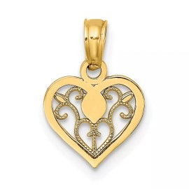 BillyTheTree Jewelry 14K Yellow Gold Polished Filigree Heart Pendant