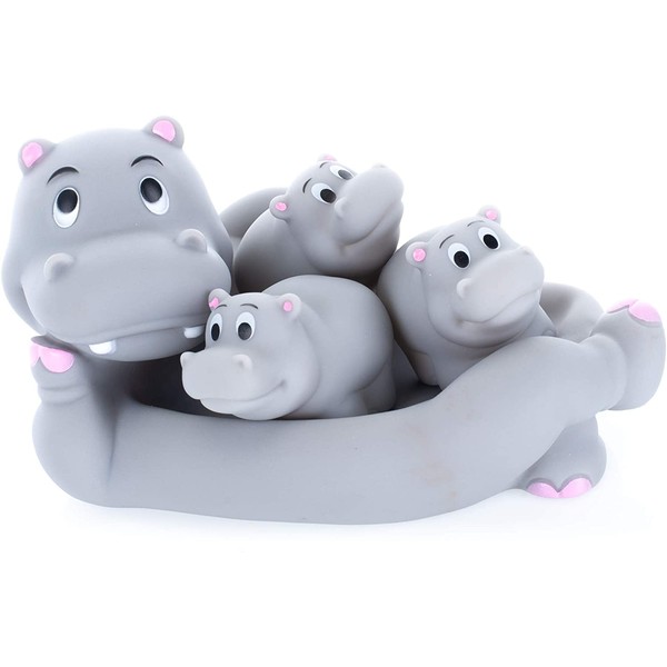 Playmaker Toys Rubber Hippo Family Bathtub Pals - Floating Bath Tub Toy