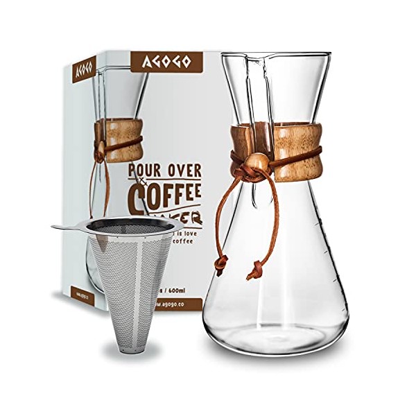 AGOGO Pour Over Coffeemaker Set Classic Series with Filter 6