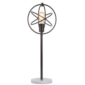 JONATHAN Y JYL1091A 26.5" Industrial Table Lamp with White Marble Base, Oil Rubbed Bronze Metal Cage Bedside Lamp for Living Room, Bedroom, Farmhouse Nightstand Desk Lamp, Edison LED Bulb Included