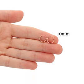 14k Gold Small Endless Hoop Earrings for Ears, Cartilage, Nose or Lips, 10mm, Rose Gold, No Gemstone