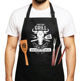 MoonWorks® BBQ Apron for Men with Saying, BBQ Gift, Cotton Apron, Kitchen Apron
