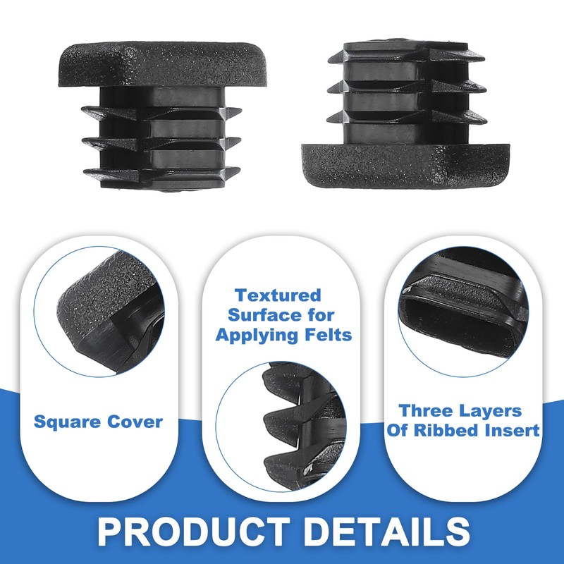 PATIKIL 3/4 Inch Plastic Tubing End Caps, 4 Pcs Square