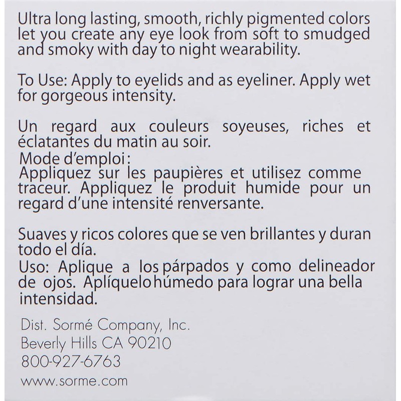 Sorme Cosmetics Long Lasting Eye Shadow, Coffee, 0.56 Ounce