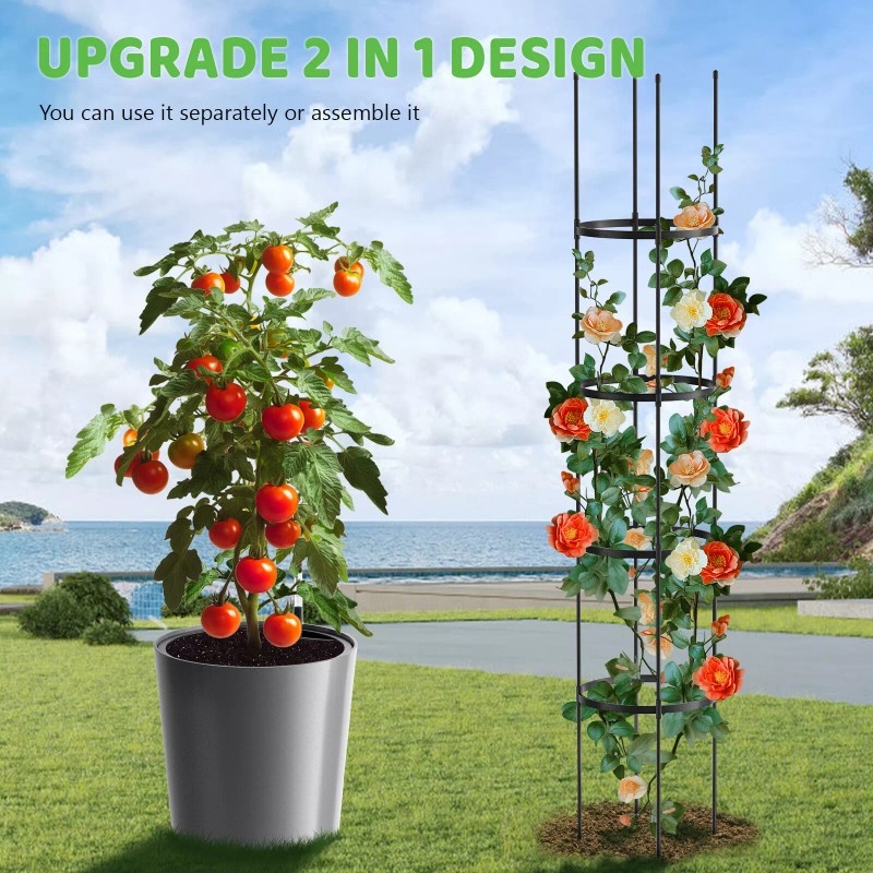 Docred Tomato Planter Boxes with Trellis Wheel 63" Self-Watering Tomato