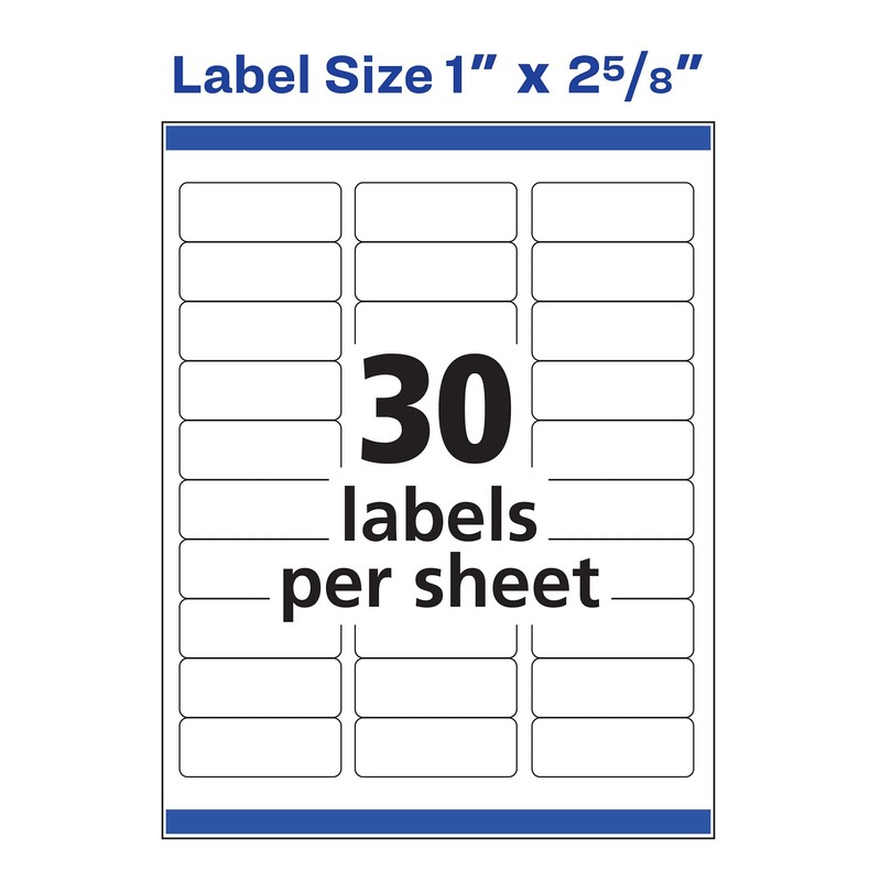 Avery Mailing Address Labels,Inkjet Printers,3,000 Labels,1 x 2-5/8,Permanent Adhesive,Easy Peel,5