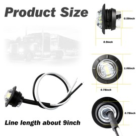 AOXLFU 40Pcs 3/4 Inch White 3-LED Mini Marker Lights for Trucks, Boats, RVs - Waterproof, Rubber Universal Fit, Sealed Bulbs - 12V DC…