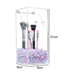 QUUPY Makeup Brush Holder Dustproof Clear Acrylic Cosmetic Brush Organiser Storage Box Brush Organizer with Lid Makeup Brush Containers for Vanity Bathroom