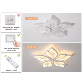 Garwarm Modern LED Flush Mount Ceiling Light, 23.6" Dimmable with Remote | 60W Acrylic Floral Low Profile Ceiling Light Fixture with Memory, 3000K-6500K for Bedroom, Living Room, Dining Room & Kitchen