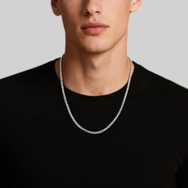 Gamtic 3 pieces men's women's necklace, silver, gold, black, stainless steel chains, curb chain, rope chain, chain box, men's link necklace, Venetian chain, width 4 mm, length 50-60 cm, Stainless