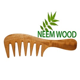 Rufiys Wide Tooth Comb | Neem Wooden Curly Hair Comb for Women & Mens | Hair Growth | Anti Dandruff Pack of 1 (Wide Tooth 20 Cm)