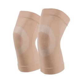 yeloumiss Knee Brace Elastic 1 Pair Knee Support Breathable Lightweight Knee Bandage for Arthritis, ACL, Injury Restoration, Sports, Running, Fitness, Unisex (L, Beige)