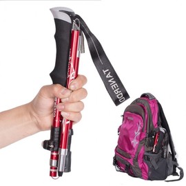 250G ultra-light hiking stick folding aluminum mountaineering stick mountaineering pole Mountaineering Blue = Short (110cm)